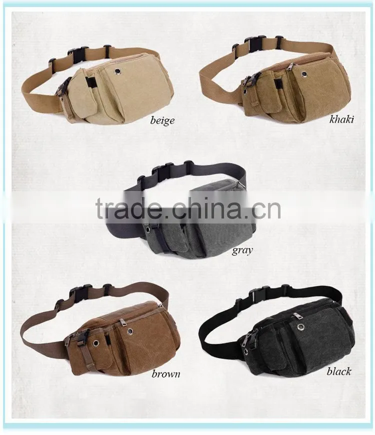 from alibab China factory vintage round canvas bag elegant waist bag