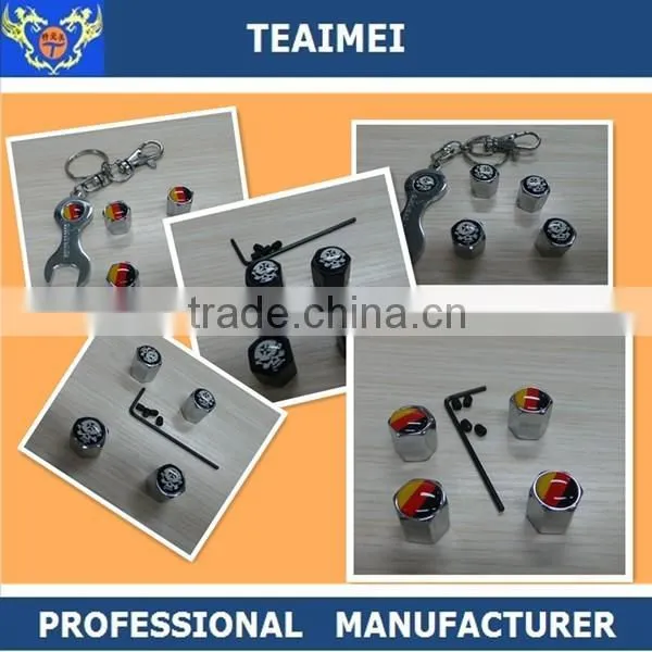 Customized Car Smile Logo Metal Alloy Car Tire Valve Cap With Keychain
