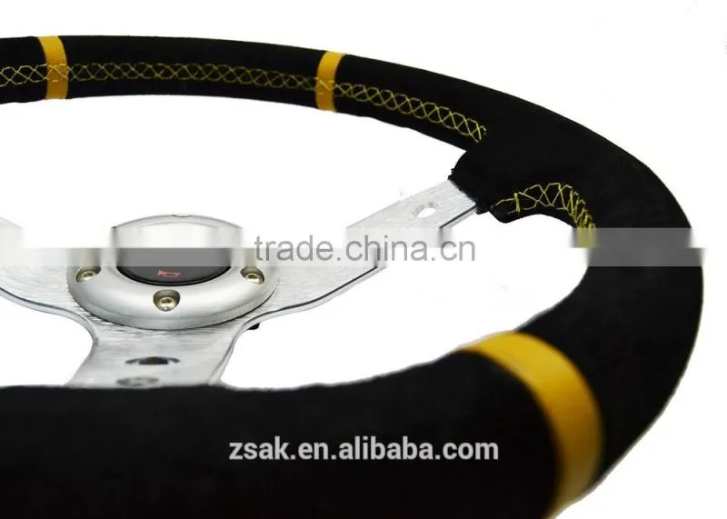 High quality deep dish wheel suede black car game steering wheel