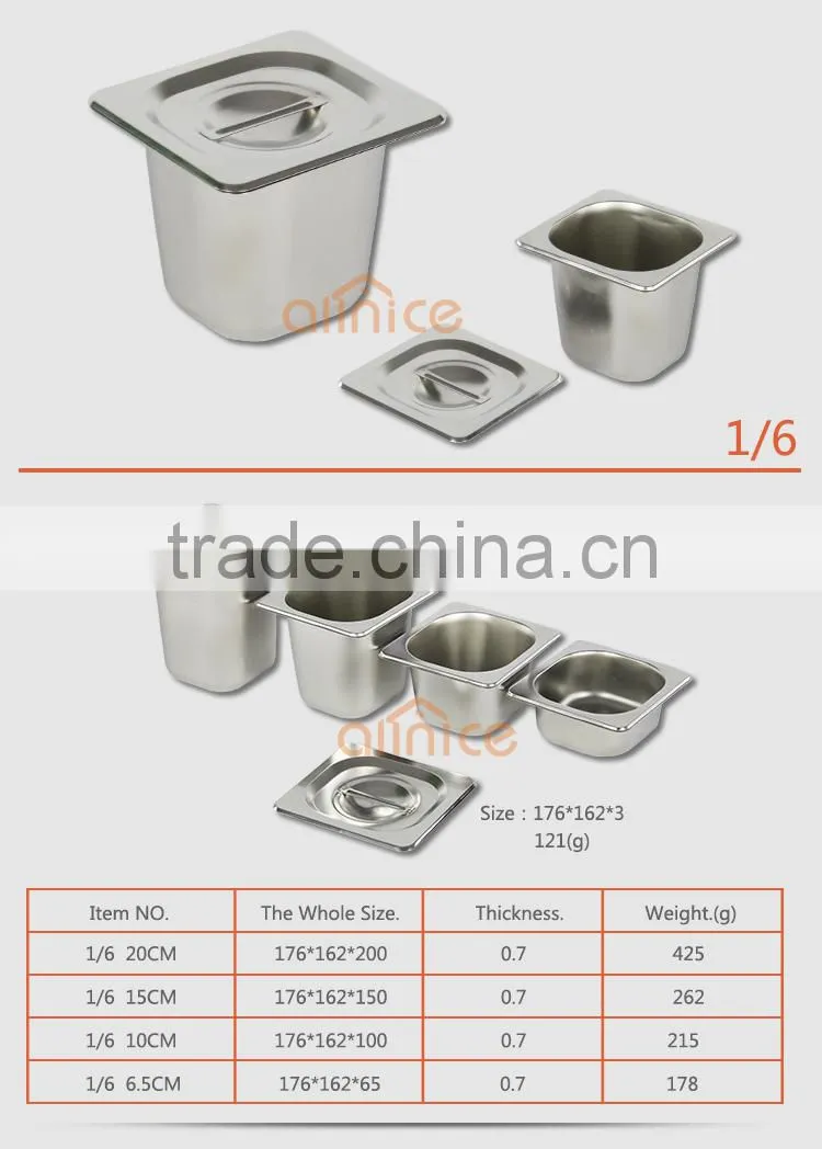Stainless steel #201 Food Gn pan with 0.5/0.7/1.0mm thickness Stainless Steel Anti-Jam Steam Table Pan,Full size