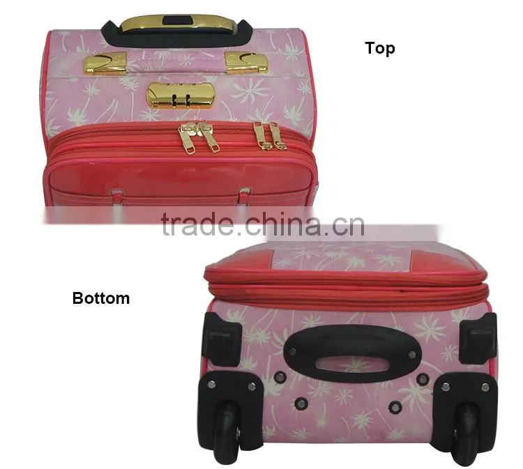 2015 popular fashion travel pu trolley luggage bag
