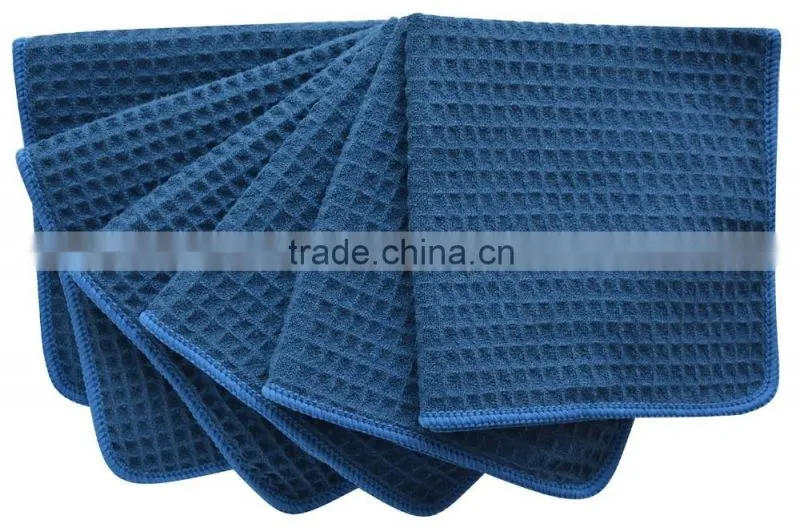 Sinland Microfiber Waffle Weave Kitchen Towels Dish Cloth 16inch X 24inch Navy Blue
