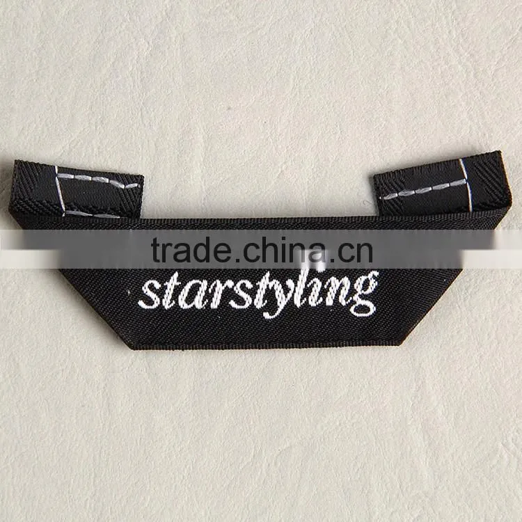 Custom unique triangle folded weaving neck label size label for women's spring suit
