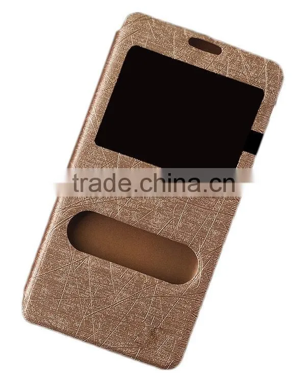 2014 new products ultra thin two windows pu leather case for samsung galaxy note 4 n9100, mobile phone note 4 case D0154