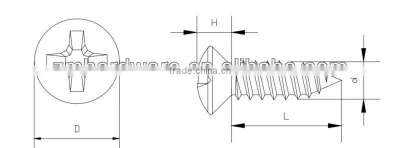 Cross recessed oval head stainless steel self tapping screw