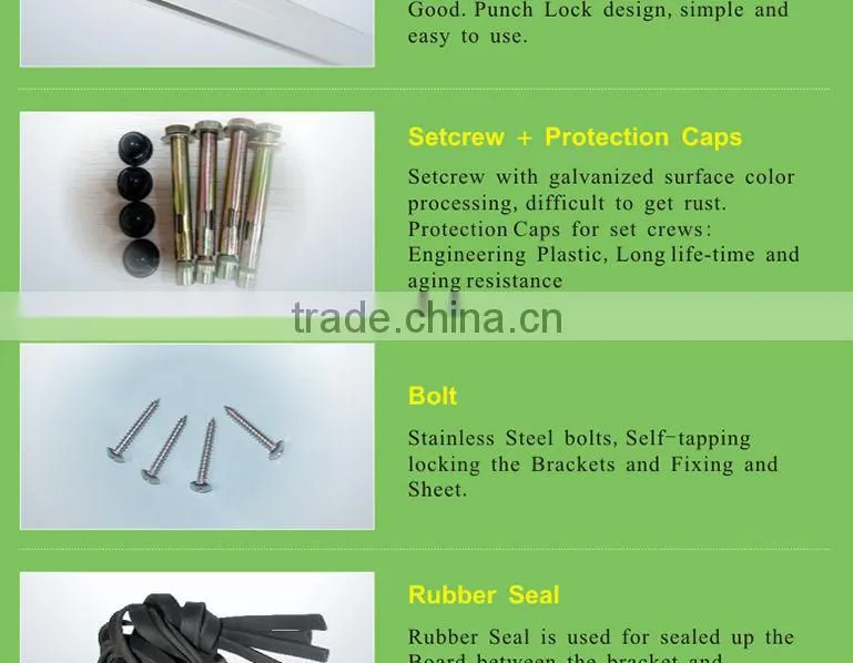 Economic Outdoor DIY polycarbonate transparent canopy can be with mid-fixing bar used color gift box