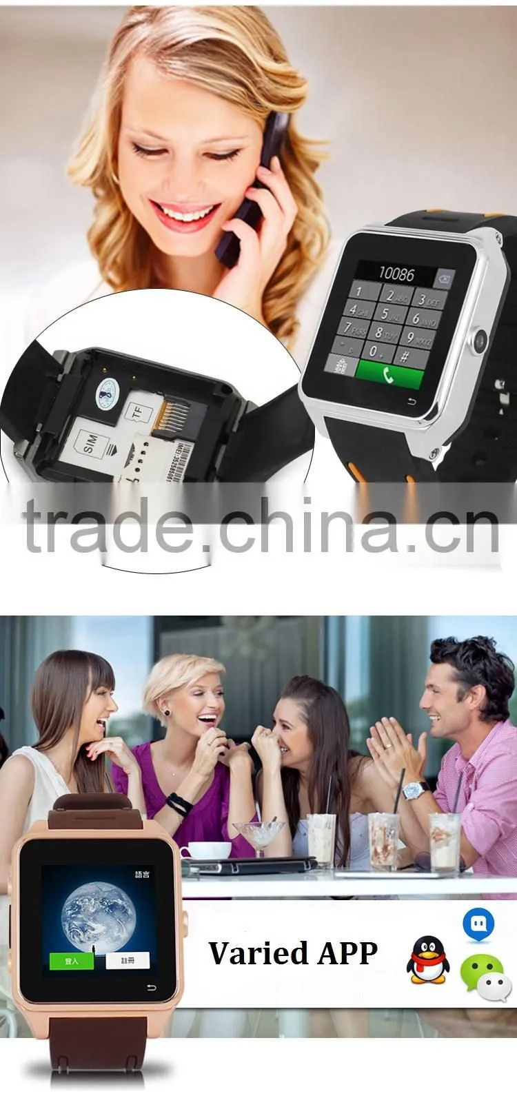 Wholesale 2016 Smart Watch Andriod Mobile Phone with bluetooth