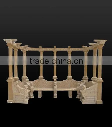 SKY-005 Marble Garden Park Aisle Stone Corridor Tables And Benches With Back