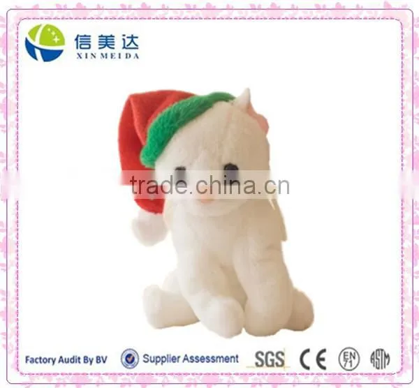 Christmas red hat white cat plush toy
