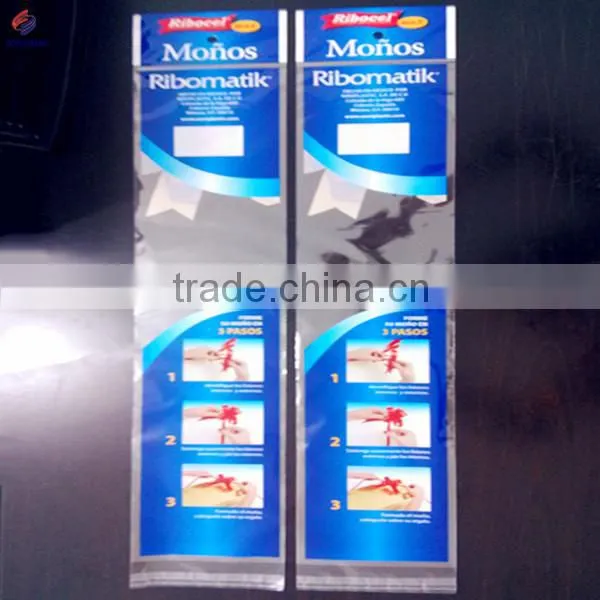 Self adhesive sealed printed plastic bopp bag with header card for paper garland packaging