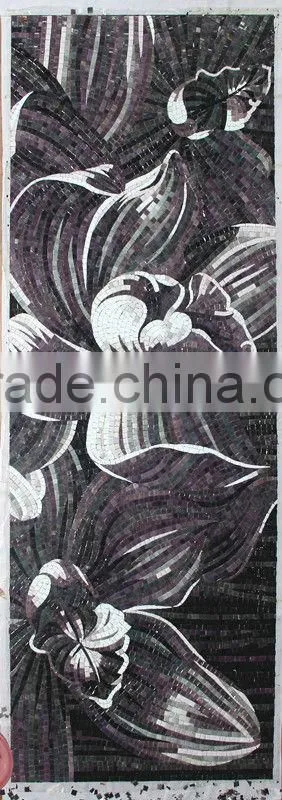 Decorative Lily Flower Glass Tile Mosaic Mural Patterns