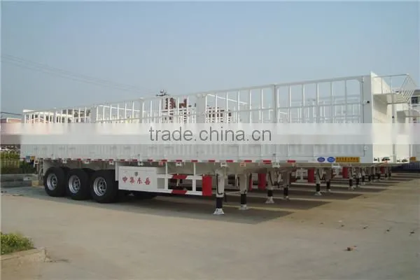 CIMC 3 Axle Fence Semi Trailer For Livestock / Cow / Cattle Transportation
