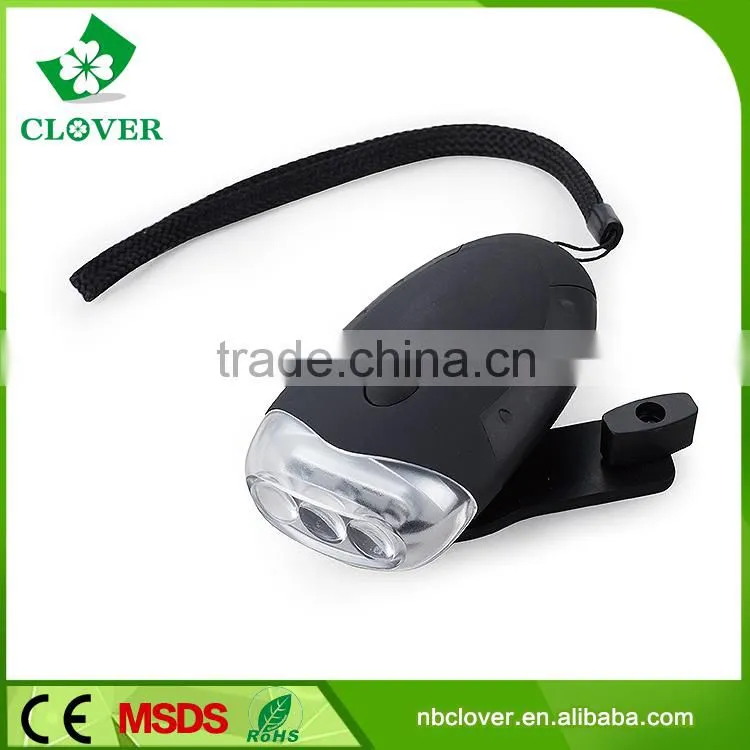 Plastic hand crank flashlight 3 LED dynamo led flashlight