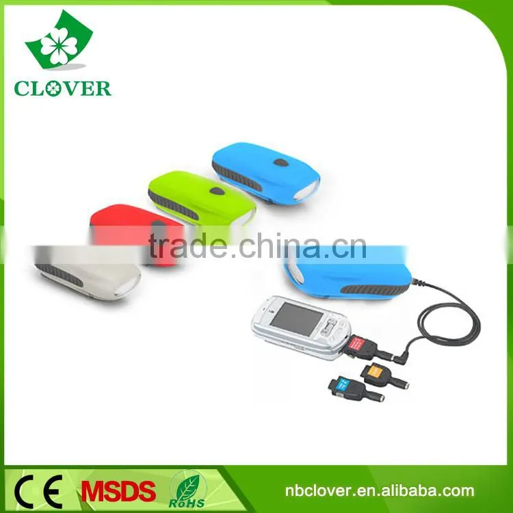 High brightness 3 led dynamo mini hand crank torch light