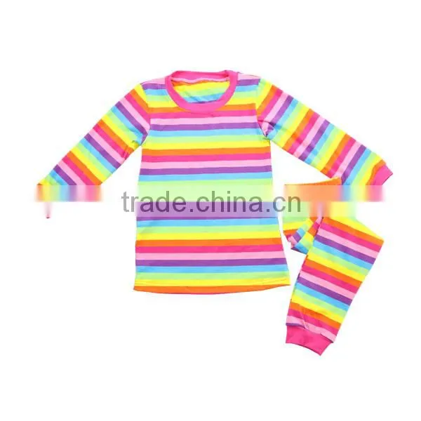 Childrens boutique clothing high quality toddler sleepwear pajamas kids rainbow color kids pajamas
