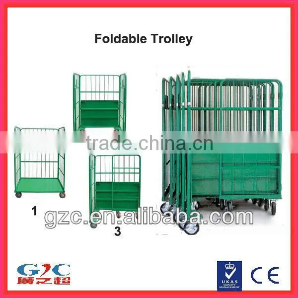 500kg Load Warehouse Logistic Workshop Steel Wire Foldable Trolley Cart