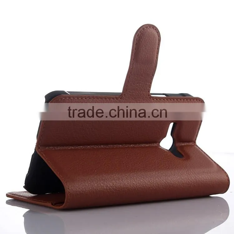 Factory Price Lichee Leather Pouch Wallet Case Folio Stand Cover for Samsung GALAXY J1 ACE