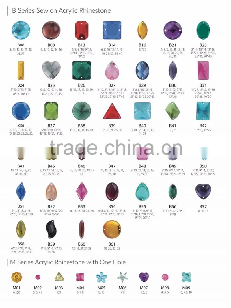 Taiwan Free Sample Sewing Acrylic Flat Back Crystal Rhinestone for Woman Clothes