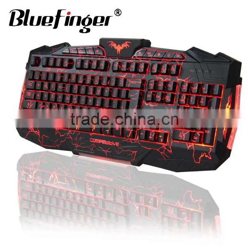Popular USB wired backlit keyboard with cool crack parttern