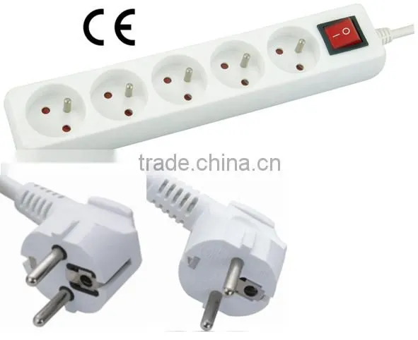 250V French switch Socket 5 outlets with CE approved