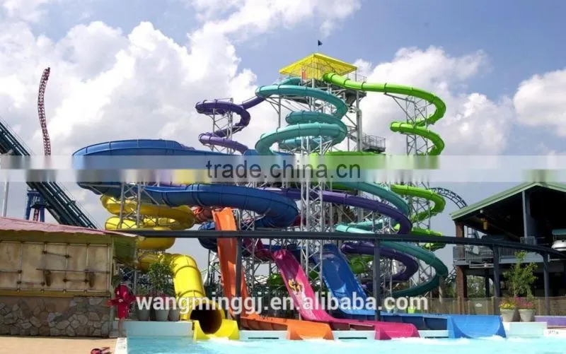 2016 Hot Selling Skin Raft Spiral Slide Water Park Fiberglass water slide