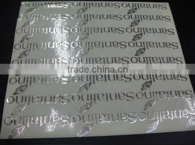 Custom silver gold letter embossed metal sticker