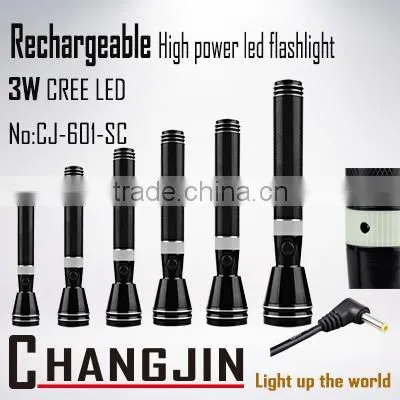 3W Aluminum LED Rechargeable Flashlight outdoor torch light