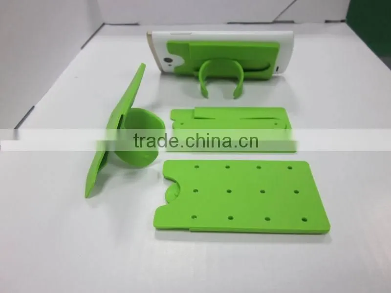 3M Sticky silicone Card Wallet with cell phone stand pocket Silicone smart wallet with stand