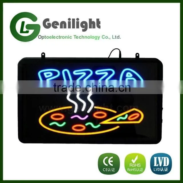 Pizza By The Slice Animated LED Neon Sign With Hanging Chain
