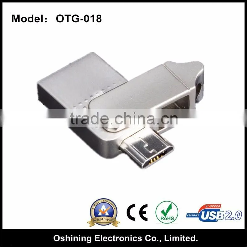 Dual USB OTG Flash Drive, Micro USB Flash Memory Stick For Android Devices-Samsung/LG/Huawei,Rotatable Metal U Disk OTG-018