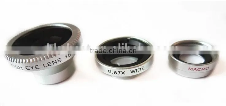 Magnetic 3 in 1 mobile phone lens 0.67xWide Angle Macro 180 Fish Eye lens camera Kit Set for Apple iPhone 4 5