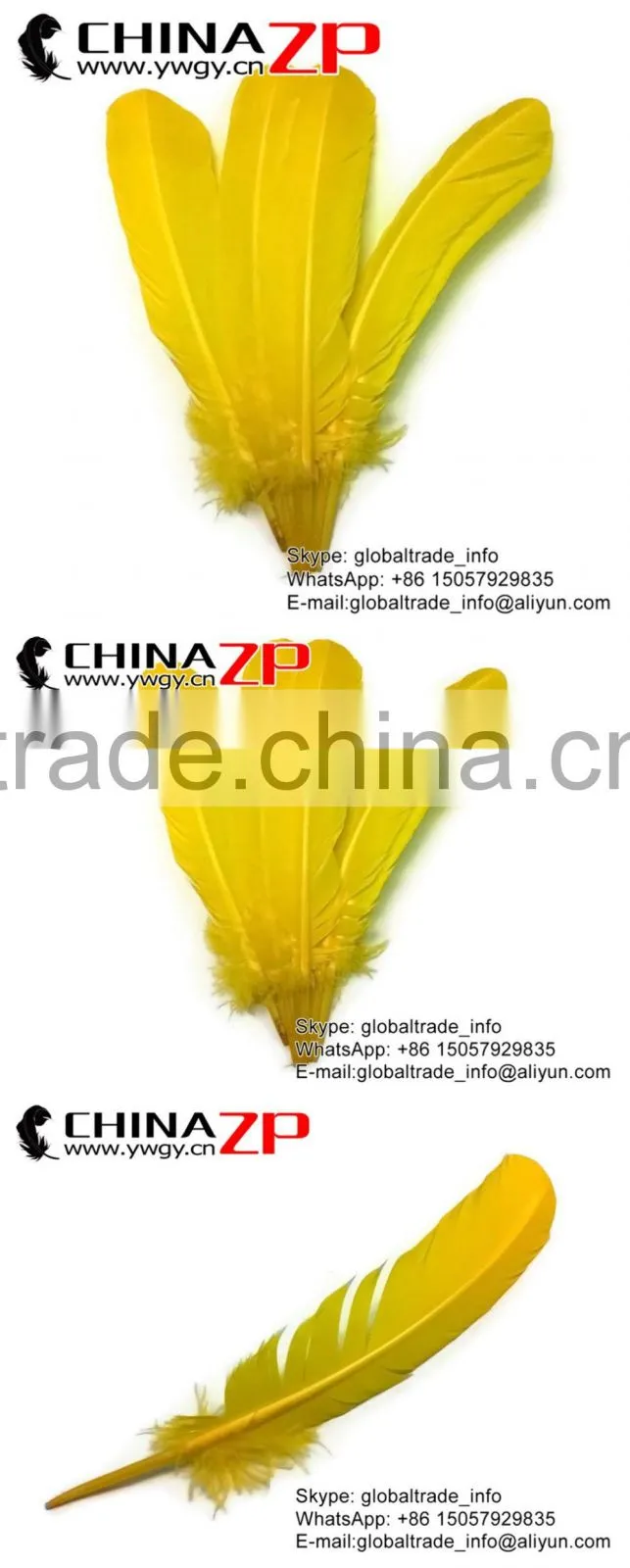 ZPDECOR Crafts Factory Wholesale Plumes Cheap Dyed Yellow Solid Color Turkey Feathers for Fashion Show
