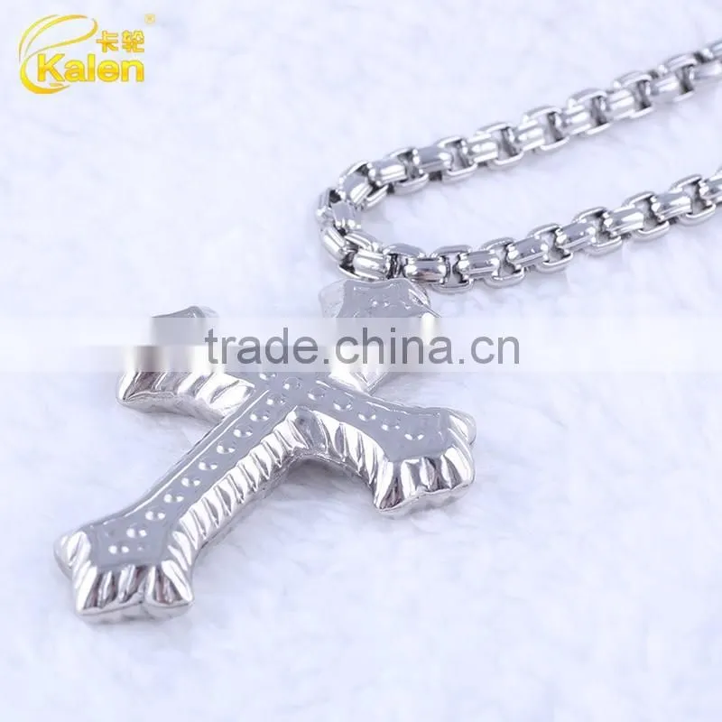 dubai white gold plated stainless steel crucifix/cross pendant