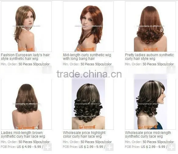 Wholesale afro curly blonde synthetic hair wigs for white women