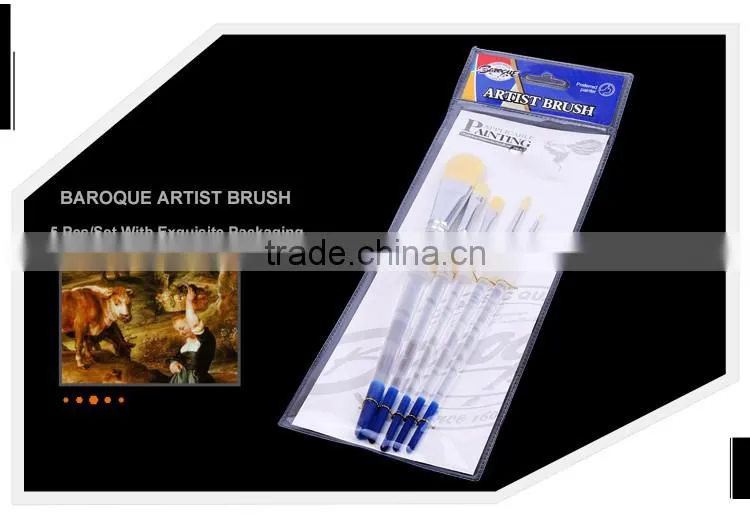 Wholesale Price Professional Acrylic Handle Natural Filbret Bristle Hair Oil Painting Brush Art Paint Brushes Set 5 Piece