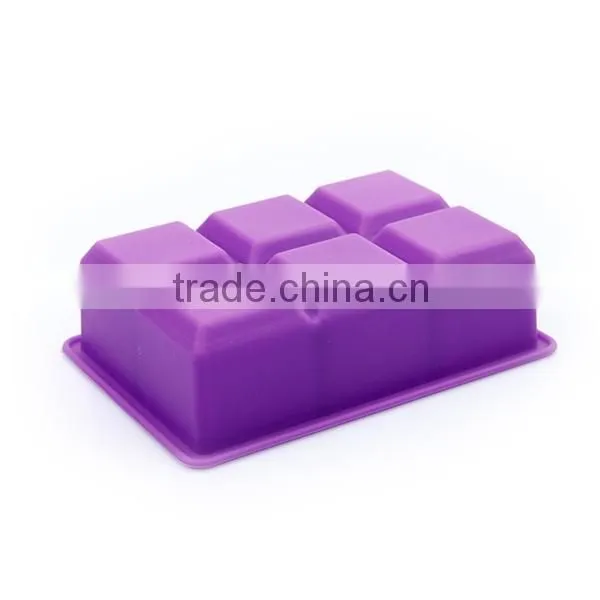 6 square cavity silicone ice cube maker mold for drinking whisky