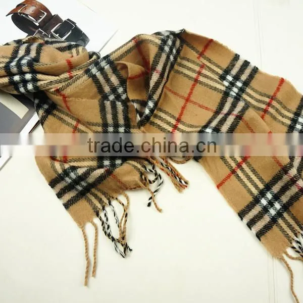 Fall 2013 fashion unisex plaid cashmere feel 100%polyester scarf