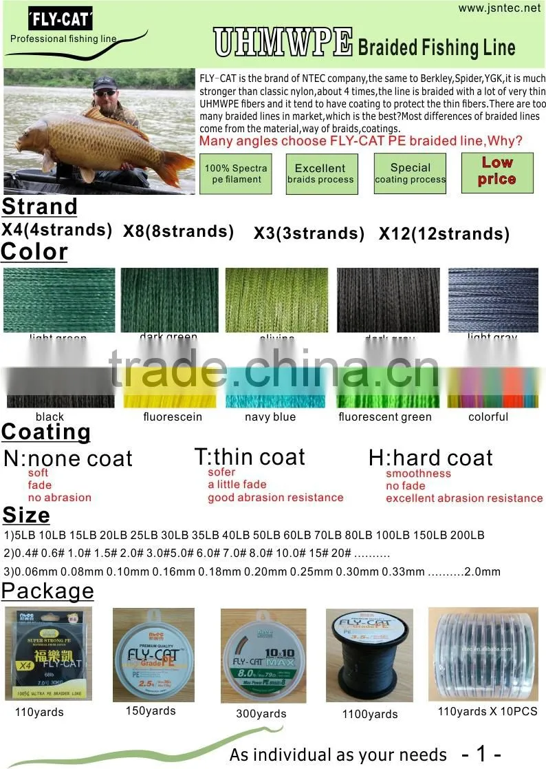 8 strands pe line, braided fishing line, 6-200LB