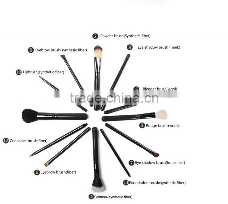 12 pcs Pro Makeup Cosmetic Brush Kit Leather Cylinder Cup Holder Case Set cheap makeup brush