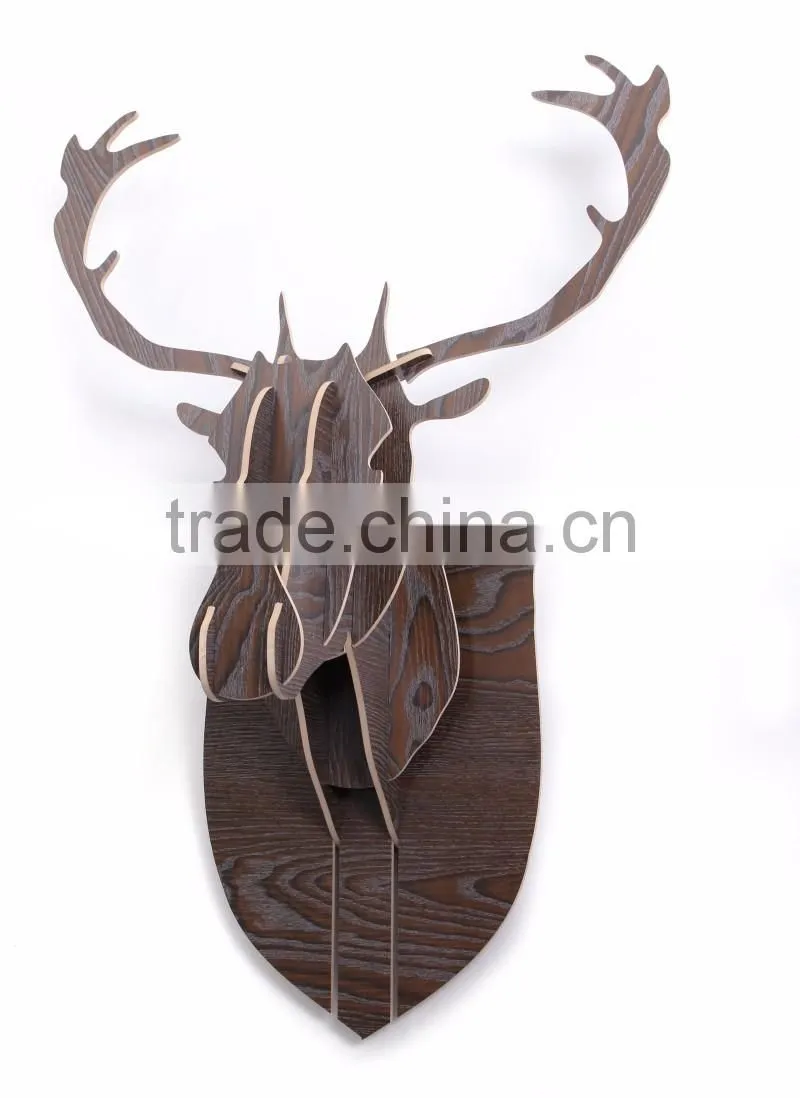 indoor wall mounted wooden deer head decoration