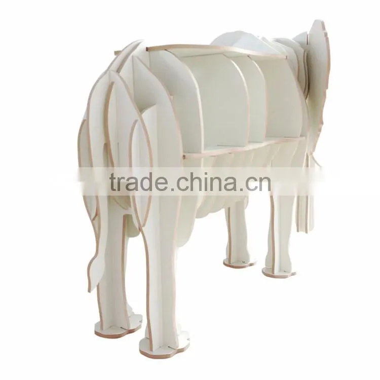 puzzle wood craft elephant table book shelves creative animal furniture