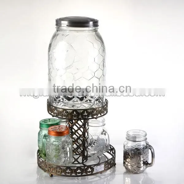 2015 Machine made set of 5 pcs glass price of beverage dispenser with spigot tap