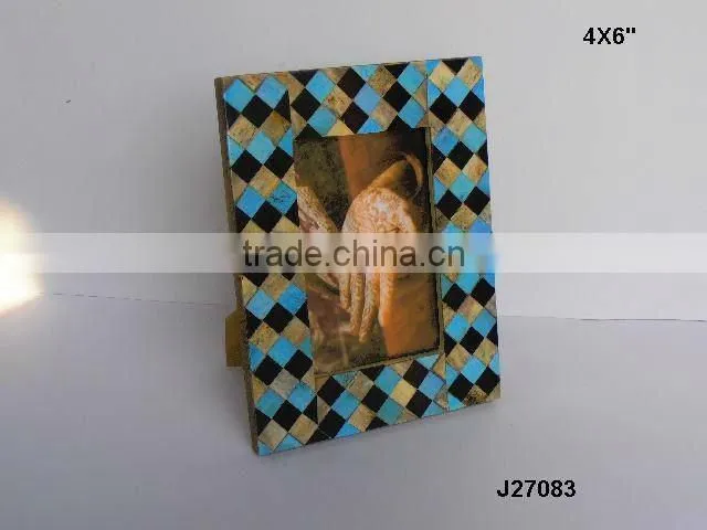 Wooden Photo frame with brass inlay repeat patterns