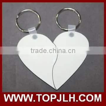 Hot selling sublimation couple lovers' MDF half heart keychain