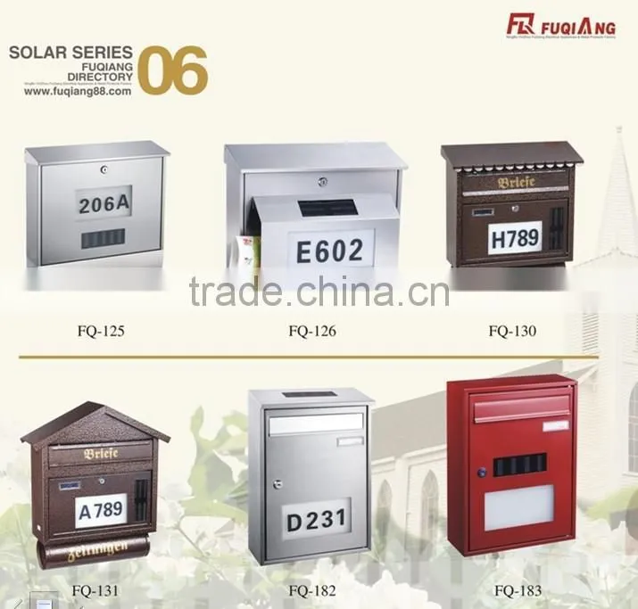 FQ-125 Modern wall mounted stainless steel house numbers mailbox cast aluminum letterbox