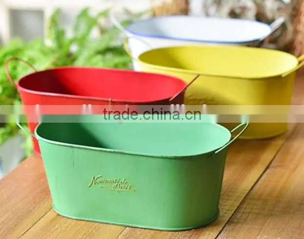 2016 Oval Metal Plant Pots Wholesale Galvanized Metal Planters Flower Pots