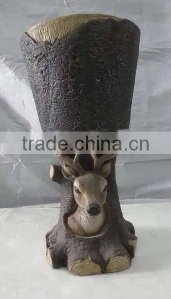 knock-down handmade fiberglass deer balcony flower pots