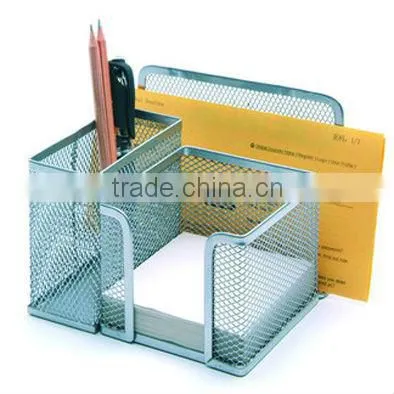 4 parts silver metal mesh desk organizer pen holder