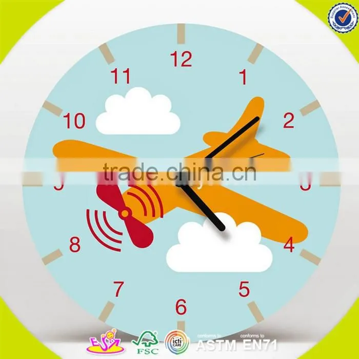 2017 wholesale cartoon wooden kids room clock new design wooden kids room clock best wooden kids room clock W09D025