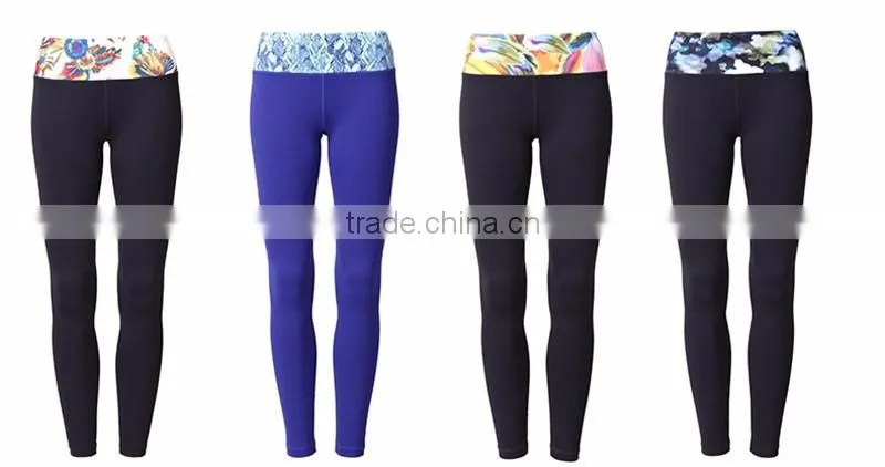 87%nylon 13%spandex super stretched women waistband printed yoga leggings
